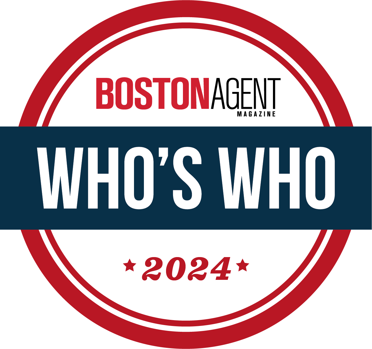 Boston Agent Magazine Who's Who 2018–2024 award seal