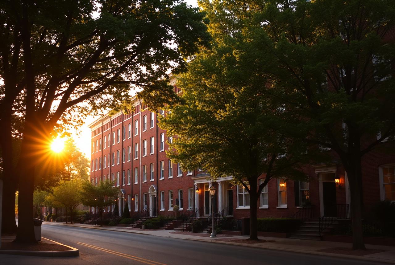 Residential streetscape in Cambridge, Massachusetts