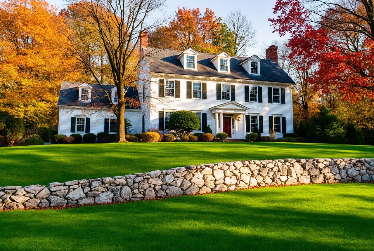 Residential streetscape in Winchester, Massachusetts